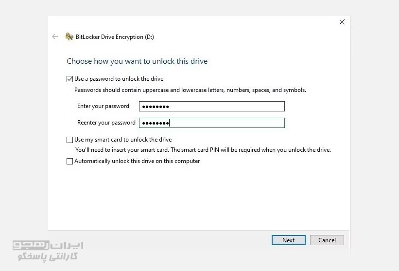 درایو مجازی جدید را در قسمت Fixed data drives پیدا و روی Turn on BitLocker کلیک نمایید..jpg